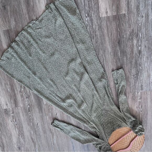 Nwt & other stories green speckled puff sleeve smocked midi dress women’s 6 - Picture 9 of 9